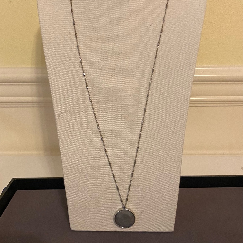 Reversible Pearl and Silver Round Pendant Necklace - Elegant Women's Jewelry